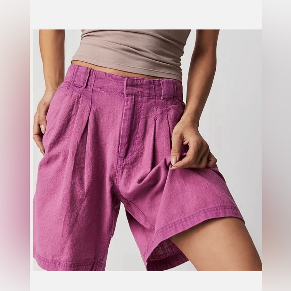 Free People Say So Trouser Shorts Women 2 Purple Pink Summer Bloom Cotton New